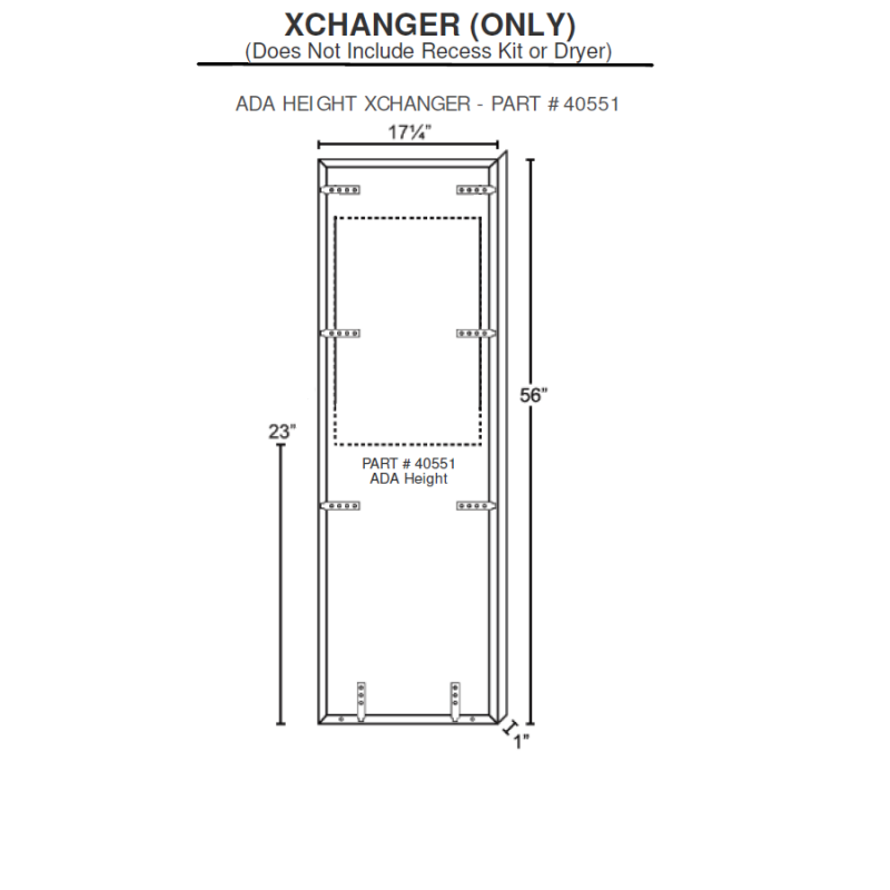 Excel Dryer XLERATOR®40551 XChanger (Only) Brushed Stainless Steel Standard Height (40502 Recess Kit NOT INCLUDED)