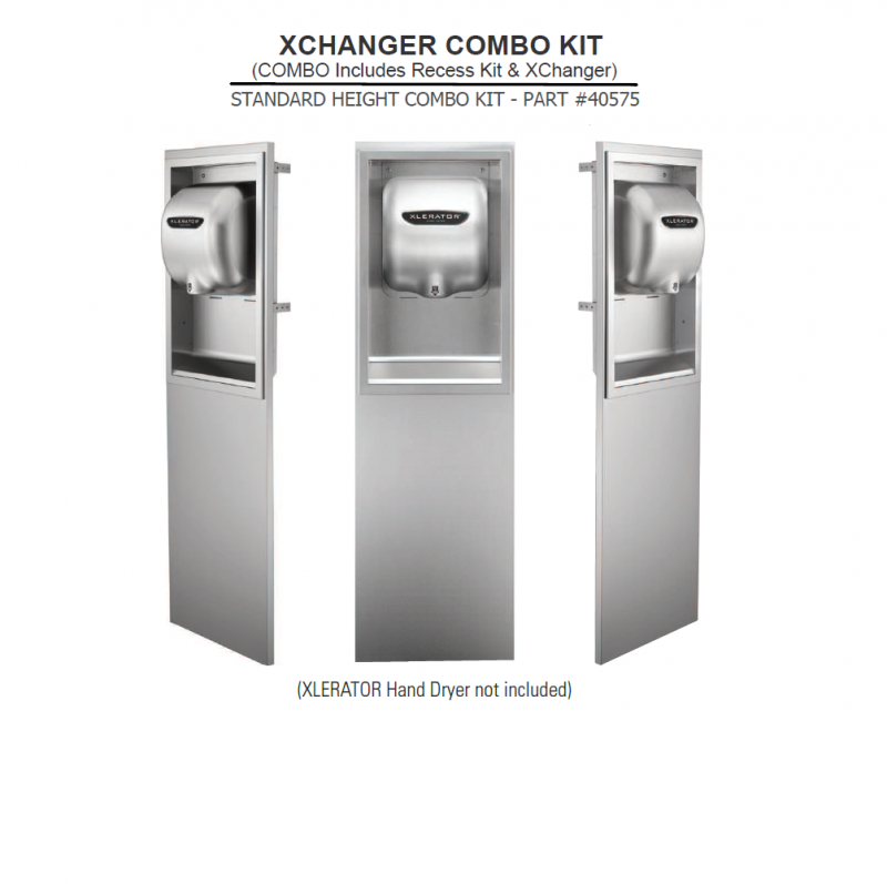 Excel Dryer XLERATOR® 40575 XChanger COMBO KIT - Includes 40502 Recess Kit and 40550 Standard Height XChanger
