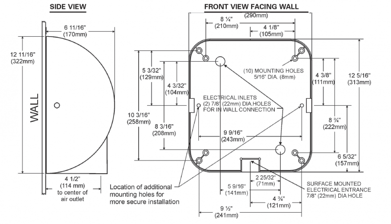Atlas Commercial Supply Excel Xlerator XL-C  Automatic Commercial Hand Dryer in Miami Spec Sheet