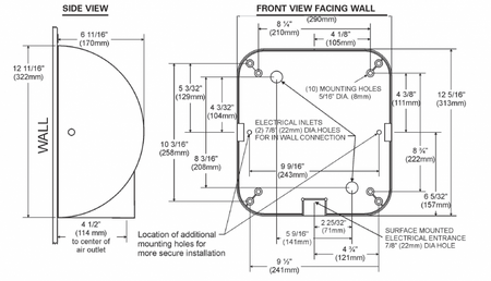Atlas Commercial Supply Excel Xlerator XL-C  Automatic Commercial Hand Dryer in Miami Spec Sheet