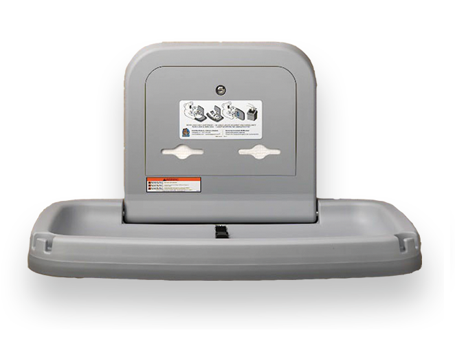 Koala Kare® KB200-01SS - Surface Horizontal Grey Baby Changing Station with Stainless Steel Veneer