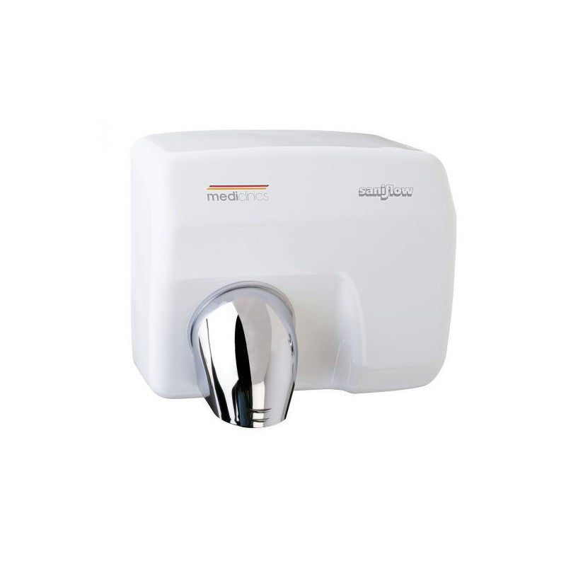 E88A-UL Automatic Hand Dryer, Steel One-Piece Cover with White Enamelled Coating Finish, 1/16" (1.5 mm) Thick Steel Cover, 5800 r.p.m., 62 mph Air Velocity, 29 Sec. Drying Time